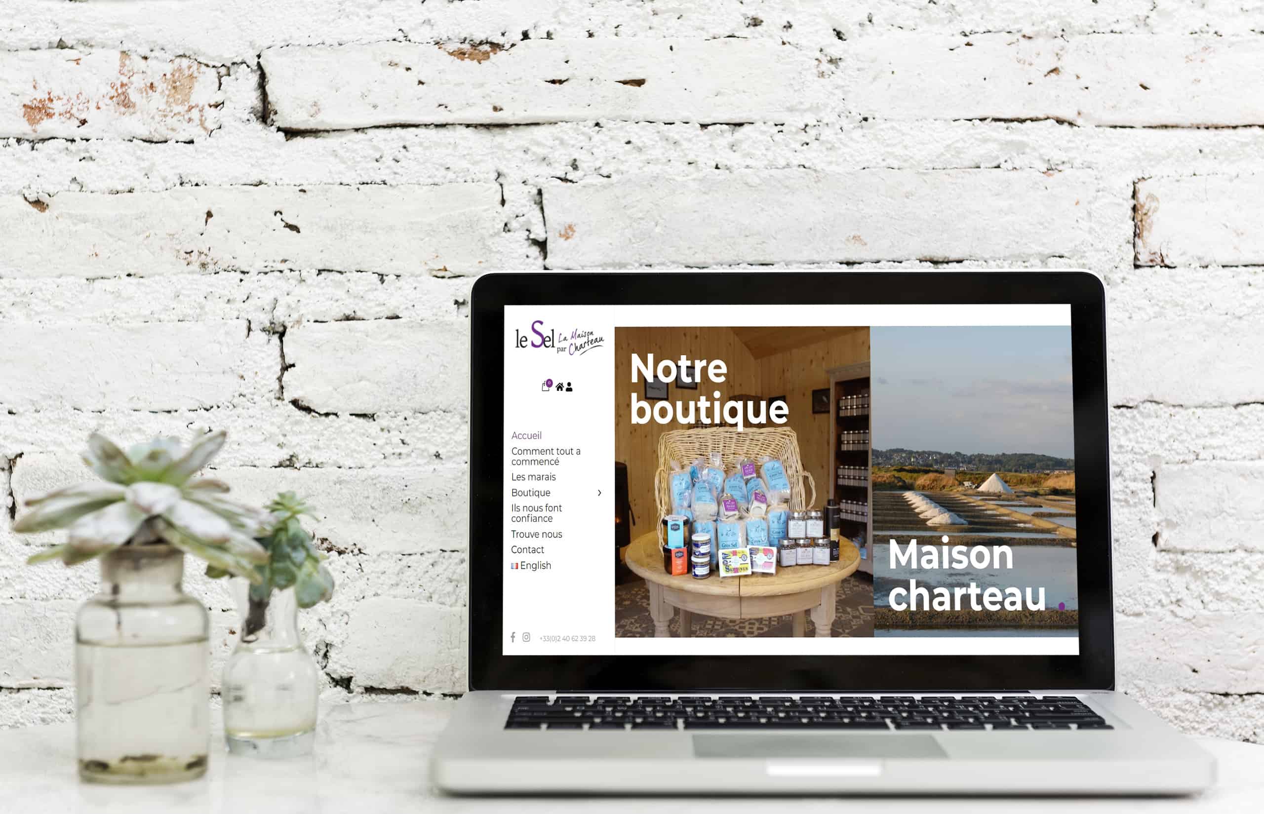 Site Internet pour le producteur de sel La Maison Charteau, réalisé par Partner Web