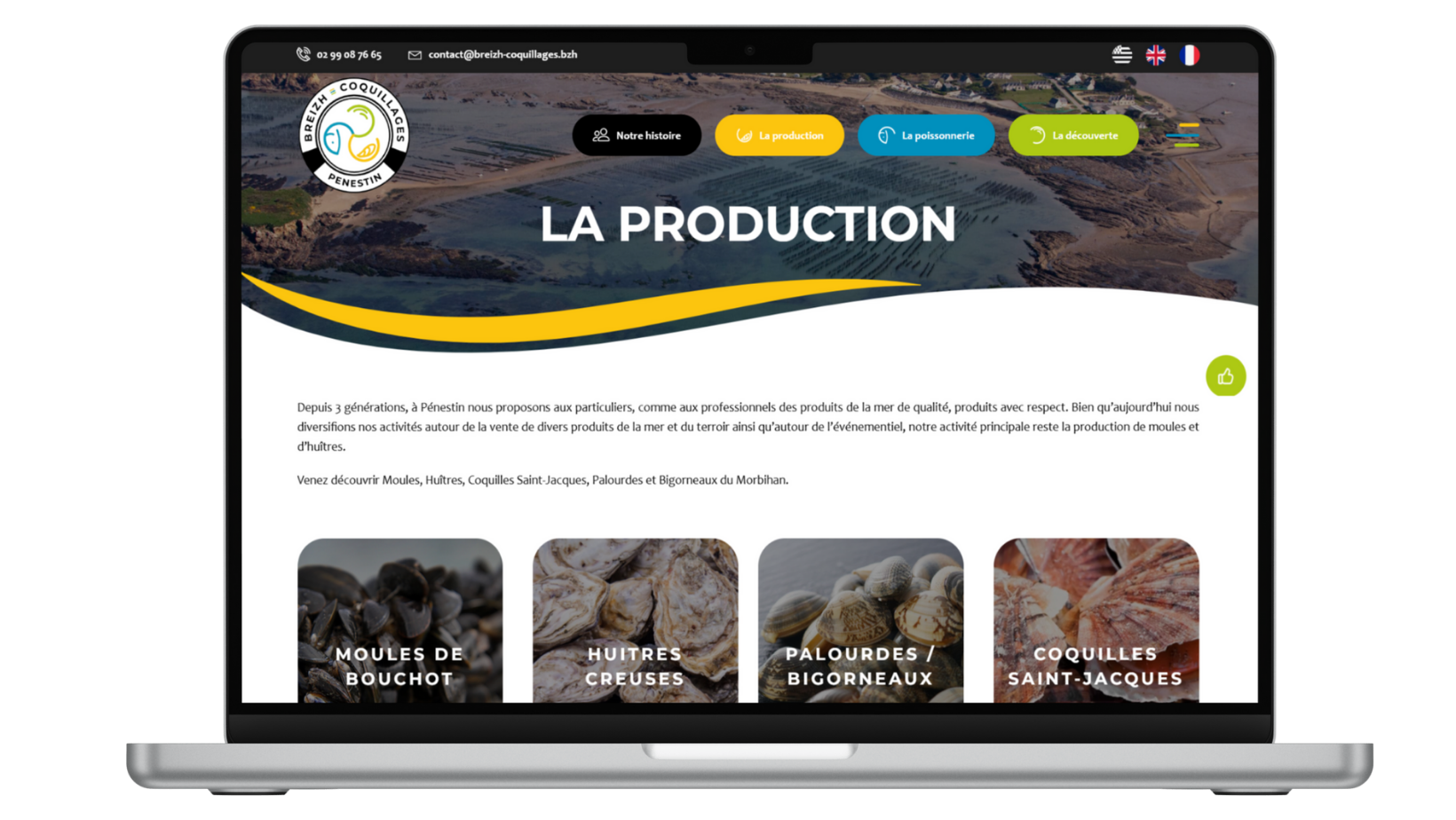Site web Breizh Coquillages
